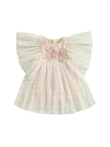 Платья для девочек Rarjuiey Born Infant Baby Romper Dress Flower Lace Tulle Tutu Summer Birthday Party Боди принцессы (бежевый