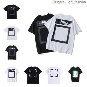 Camisetas Masculinas Off Offs Yellow Warning Strip Printing Student Casal Solto T-shirt de Manga Curta Impresso Carta x Costas Novo Designer de Moda de Verão t Shirts Vestuário