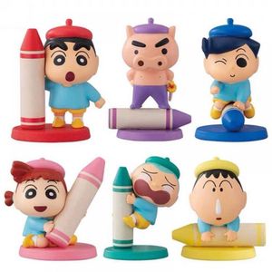 Aksiyon oyuncak figürleri mum boya shin chan renkli kalem grafiti seies karikatür model anime figürü kawaii oyuncak figürinler koleksiyonu dekorasyon hediyesi çocuklar 230625