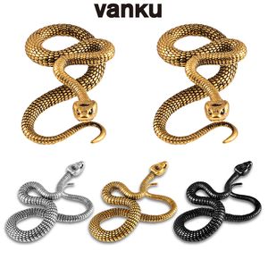 Navel Bell Button Rings Vanku 2PCS Cool Snake Hanging Ear Weights Earrings Stretcher Gauges Plugs Expander Fashion Body Piercer Jewelry 230626