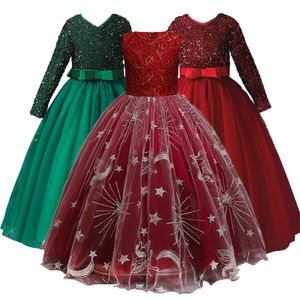 Girl's Dresses For 4-14Y Long Sleeve Children Dress Princess Dress Bridesmaid Dress Wedding Party Dress For Girls Costume 230625