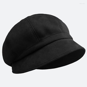 Czapki kobiety vintage sboy cap beret ciepły piekarz chłopiec płaski ośmioboczny kapelusz zamszowy styl francuski