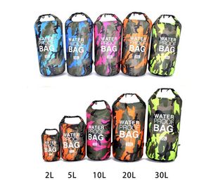 Camouflage Polyester Dry Bag Storage Bag One Shoulder Waterproof Bucket Bag WATERPROOF BAG Outdoor Drift Bags