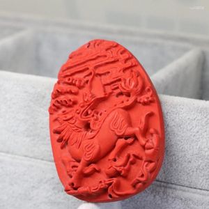 Подвесные ожерелья высшего качества Тайвань Синтетическое красное Cinnabar Carving Dragon Fit Diy Длинное колье колье 41 58 мм B1545