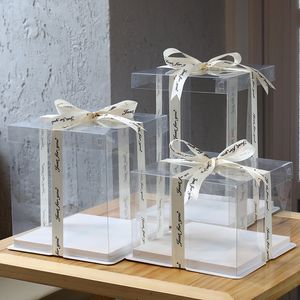 Present Wrap 5pcslot Stor fyrkantig transparent kakbox Birthday Surprise Bakning PVC Plastic Party Supplies 230625