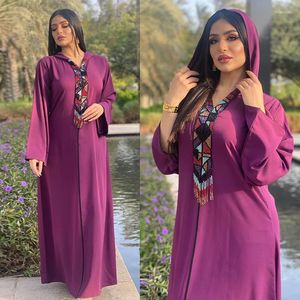 Abbigliamento etnico Abaya Dubai Turchia Arabo Musulmano Abito con cappuccio Islam Kaftan Abiti da sera per le donne Robe Femme Longue Musulman