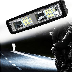 LED-Scheinwerfer 12–24 V für Auto, Motorrad, LKW, Boot, Sattelzug, Offroad-Arbeitsscheinwerfer, 48 W, LED-Arbeitsscheinwerfer, Strahler, Flutlicht, 16 LEDs, 15 cm, kühles Weiß, helle Leiste