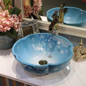 Fiore Fiore fatto a mano Forma Moderna Breve Stile Ceramica Artistica Lavabo Lavabo Lavabo Lavabo bagno vanità e lavandinibuona quantità Lsqjh