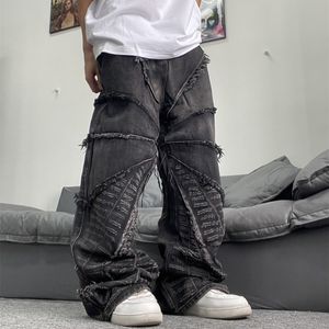 Jeans da uomo 2023 Cyber Y2K Streetwear Pantaloni larghi impilati neri Abbigliamento uomo Pantaloni dritti allentati punk in denim vecchio Vetements Homme 230625