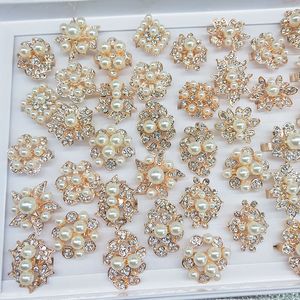 Pérola Anéis de diamante Rosa Ouro Mulheres Moda Jóias Zircão Doce Retro Elegante Anel Presente Anéis Aberto Tamanho Ajustável