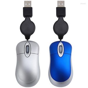 Mouse 2 pezzi Mini mouse USB cablato Cavo retrattile Piccolo mouse da viaggio ottico compatto da 1600 Dpi - Argento blu1 Rosa22