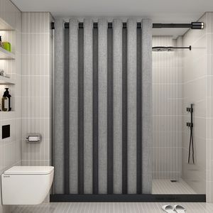 Shower Curtains KWater Hooklees Grey Curtain Luxury Thickened Solid Color Bath Linen Waterproof Bathroom Bathtub Fabric Set 230625