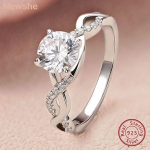 Solitärring she 925 Sterling Silber Verlobungsringe für Frauen Simulierter Diamant AAAAA Kubischer Zirkon Einzigartiger Unendlichkeitsliebe Hochzeitsschmuck 230626