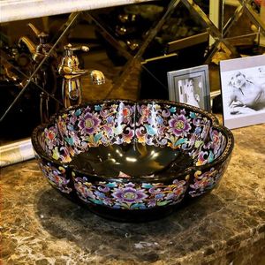 Pia de cerâmica Jingdezhen em forma de flor, lavatório de bancada de cerâmica, lavatório, pias de banheiro, bom qtde Mlgor