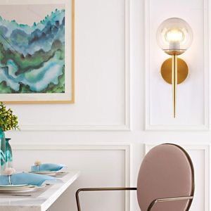 Wall Lamps Modern Nordic Round Lamp Glass Led Sconce Lights For Home Bedroom Study Besside Stairs Black&Gold E27 Socket