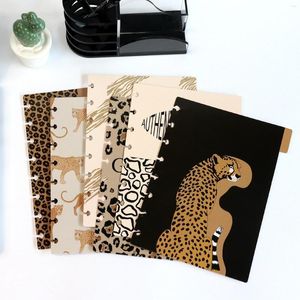 Söt Leopard A5 Loose Leaf Notebook Spiral Bindr Index Separator Page 6st Divider Diary Journal Refill Paper School Stationery