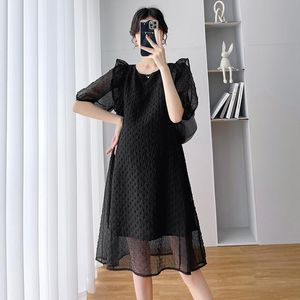Dress 8673# Summer Korean Fashion Maternity Dress Chic Ins Quality Light Clothes for Pregnant Women Ruffle Elegant Pregnancy Clothing