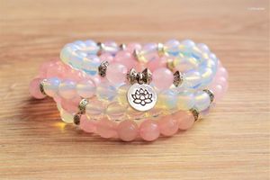 Strand Fashion 108 Mala Peads Bransoletka Modlitwa Opal Rosequartz Womens Breme Bracelets Bracelets Joga