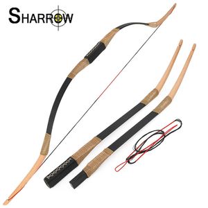 Bow Arrow Traditionell båge 25-35 kg bågskytte Båge Trä långbåge Ta ner Recurve Bow for Outdoor Shooting Hunt Practice Bowhkd230626