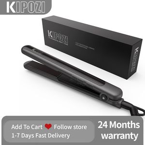 Hair Straighteners KIPOZI 1 Inch Ceramic Hair Straightener Adjustable Temperature 2 In 1 Fast Heating 3D Plate Flat Iron 9 Temps LCD Safety Lock 230626