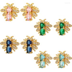 Stud Earrings Fine Baby Bee Luxurious Cubic Zirconia Piercing Earring 2023 18K Gold Plated Jewelry Accessories Drop