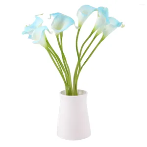 Dekorativa blommor 10 datorer blå konstgjorda calla lily falska mini bukett faux blommor arrangemang