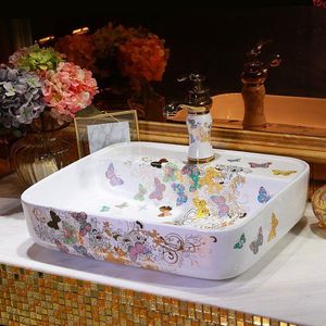 Ceramic Counter Top Wash Basin Cloakroom Hand Painted Vessel Sink bathroom sinks oval shape wash bowl basingood qty Lbxha