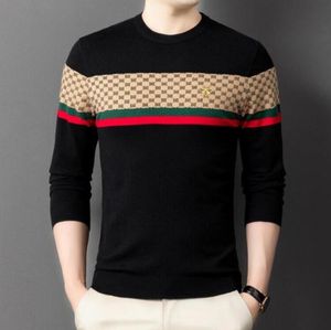Blusas masculinas novo luxo G Letter Designer de marca coreana gola redonda listrada suéter de manga longa top casual