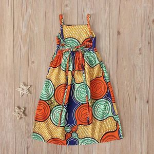 Mädchen Kleider Mädchen Sommer Kleid Kinder 2023 Mode Lässig African Dashiki 3D Digital Print Hosenträger Prinzessin Party