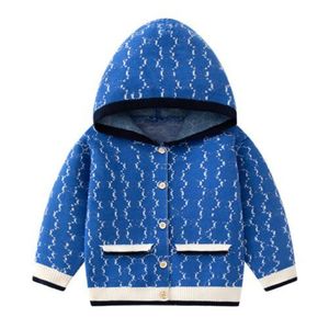 Maglione per bambini autunno inverno caldo ragazzo ragazze cardigan lavorato a maglia moda lettera maglioni con cappuccio giacche cappotto capispalla abbigliamento per bambini