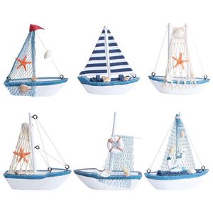 Model Set Sailboat Model Decoration Mini Wooden Boat Ship Nautical Sailing Miniature Ornamentpirate Figurine Cruise Home Marine Theme 230625