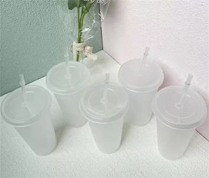 Прозрачная чашка на 24 унции, пластиковый прозрачный стакан, летняя многоразовая кружка для холодного питья, кофе, сока, с крышкой и соломинкой, FY5305 0626