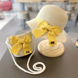 CAPS HATS 2-6 år barn Sun Hat Girls Summer Straw Bag Cap Set Baby Travel Sun Protese Beach Hats Sun Fisherman Hat For Girls 230626