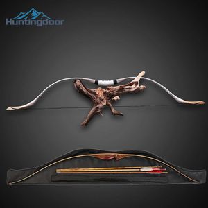 Bow Arrow Huntingdoor 30-70lbs Mongolian Bow Hunting Traditional Longbow Cow Leather Wooden Recurve Bow for Archery Shooting SportsHKD230626