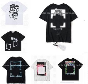 T-shirt Off Masculina Offs Branca Street Fashion Marca Casal Estrela com Manga Estampada Letra x Costas Estampada 34f