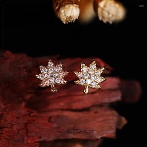 Stud Earrings Huitan Dainty Ear With White Cubic Zirconia Chic Women's Accessories Fancy Gift Leaf Tree Shaped Jewelry