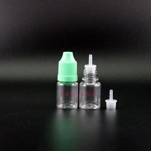 100 PCS PET 5ML Dropper Bottle Child Proof Safe Highly transparent Plastic Dropper Bottle Squeezable E cig Colorful caps Mkwwb