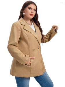 Outerwear Women's Plus Size & Coats Lapel Neck Double Button Overcoat 037s#Women's