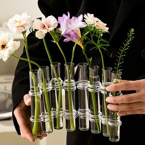 Vasos Tubos de vaso de vidro transparente Conjunto de suporte de flor suspenso Recipiente de planta para decoração de quarto de casa 230625