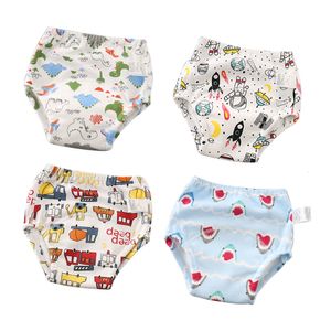 Fraldas de pano algodão reutilizáveis calças de treinamento do bebê shorts infantil roupa íntima fralda de pano fraldas do bebê à prova dwaterproof água potty calcinhas de treinamento 4 pçs/lote 230625