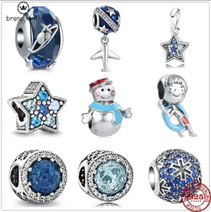 Argento 925 per pandora charms gioielli perline Set di ciondoli in vetro di Murano con stelle dell'universo degli aerei europei