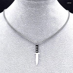 Pendant Necklaces Goth Dagger Knife Necklace Stainless Steel Women/Men Silver Color Punk Kpop Sword Gothic Jewelry Chaine Homme