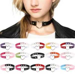 Fashion Women Men Cool Punk Goth Rivet HeartShape Leather Collar Choker Necklace Jewelry Accessories 18 colors