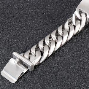 Girocolli Bracciale identificativo massiccio con incisione per uomo Braccialetti a catena da uomo in acciaio inossidabile spazzolato opaco da 18 mm Gioielli Bracciale Mannen