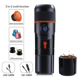 Strumenti 3in1 Coffee Hine portatile per auto a casa Dc 12v per macchina per caffè espresso per polvere di caffè in capsule Nexpresso Pod