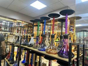 Designer New Hand Drawing Hookah Set Glass Metal Multiplayer Glass Shisha Beaker Smoking Shisha Cigarett Filter Arabian Oil Rigs New Offline Store