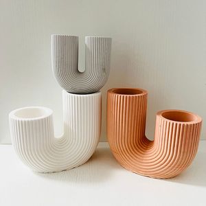 芸術品と工芸品シリコン型の花瓶を作る抽象的なデザインコンクリート粘土エポキシフォームホームデコアDIYツール230625