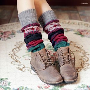 Women Socks Women's Winter Warm Knitted Knee Pads Stockings Christmas Elk Leg Cover Vintage Thick Thread Boots Joint