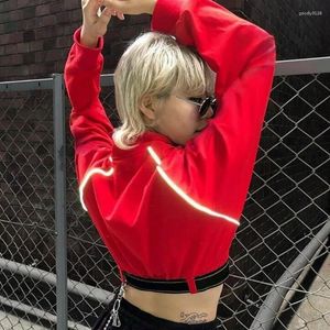 Kvinnors jackor sexig kort modejacka Kvinnor Streetwear Red Black Stand Collar dragkedja Crop Coat Kvinna Harajuku långärmad ytterkläder