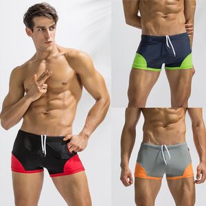 Underpants Swimming Pants For Men Patchwork Sexy Underwear Mens Nylon Summer Beach Breathable Slim Wear W0322